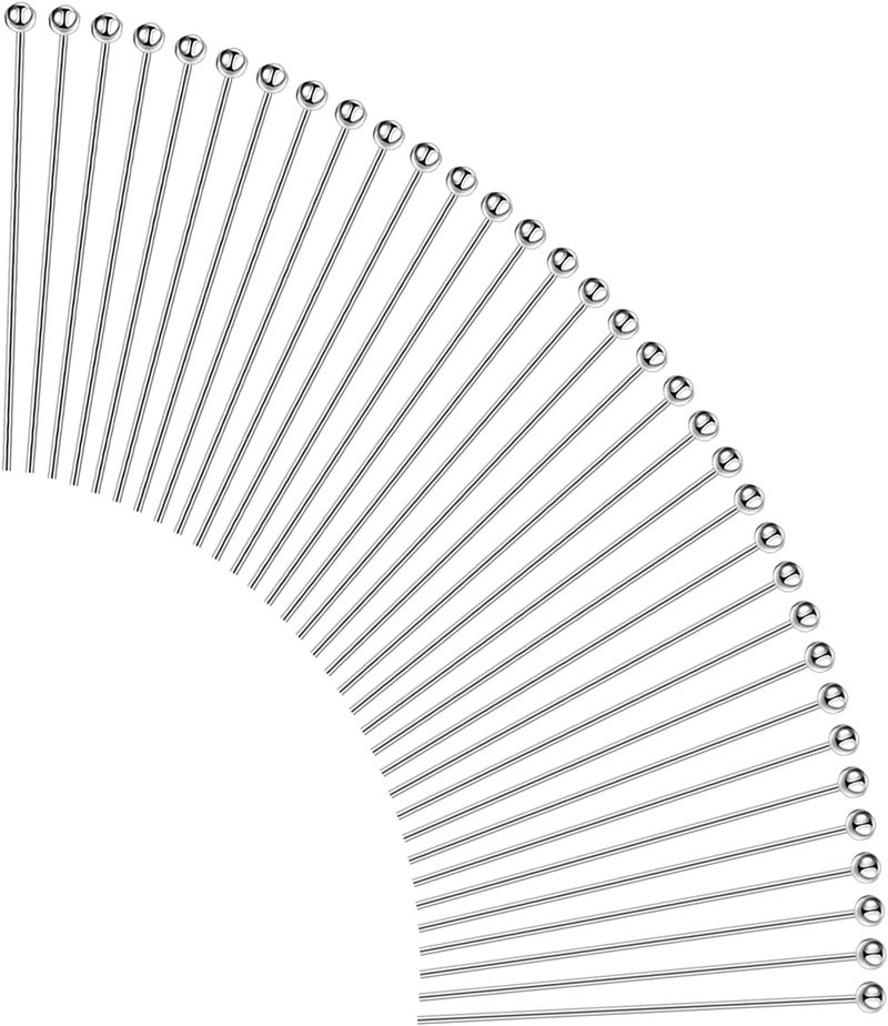 QIMAOO 200Pcs Ball Pins for Jewelry Making, Stainless Steel Jewelry Round Head Pins Length 0.71"/18MM Bead Headpins for DIY Craft Bead Earring Necklace - Image 1